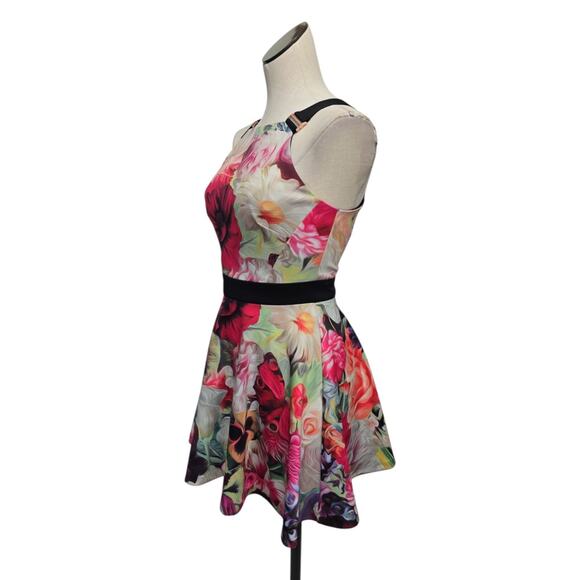 Ted Baker Samra Womens XS Colorful Floral Fit & Flare Skater Buckle Straps Dress - Picture 8 of 9